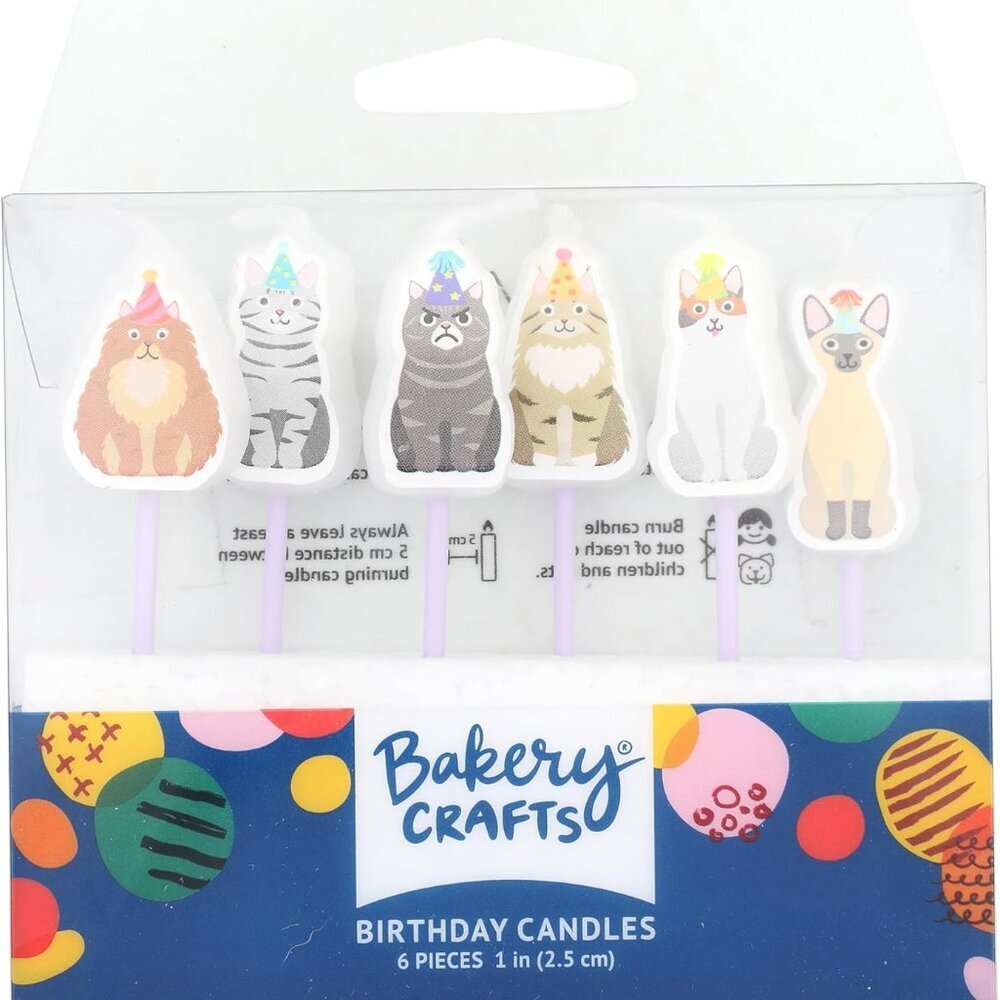 Birthday Party Cats Kittens Shaped Cake Candles - 6 pc